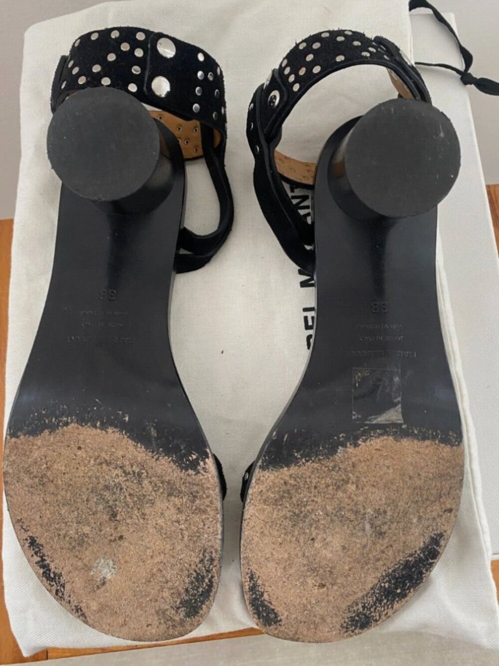 ISABEL MARANT - Black Studded Suede Sandals - Size EU38 - Picture 11 of 13